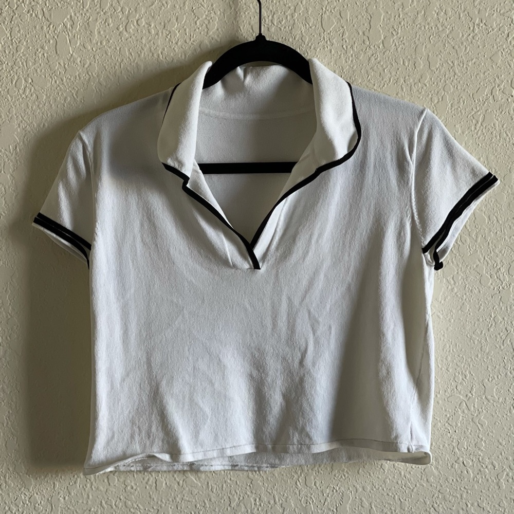 White Polo Cropped Top